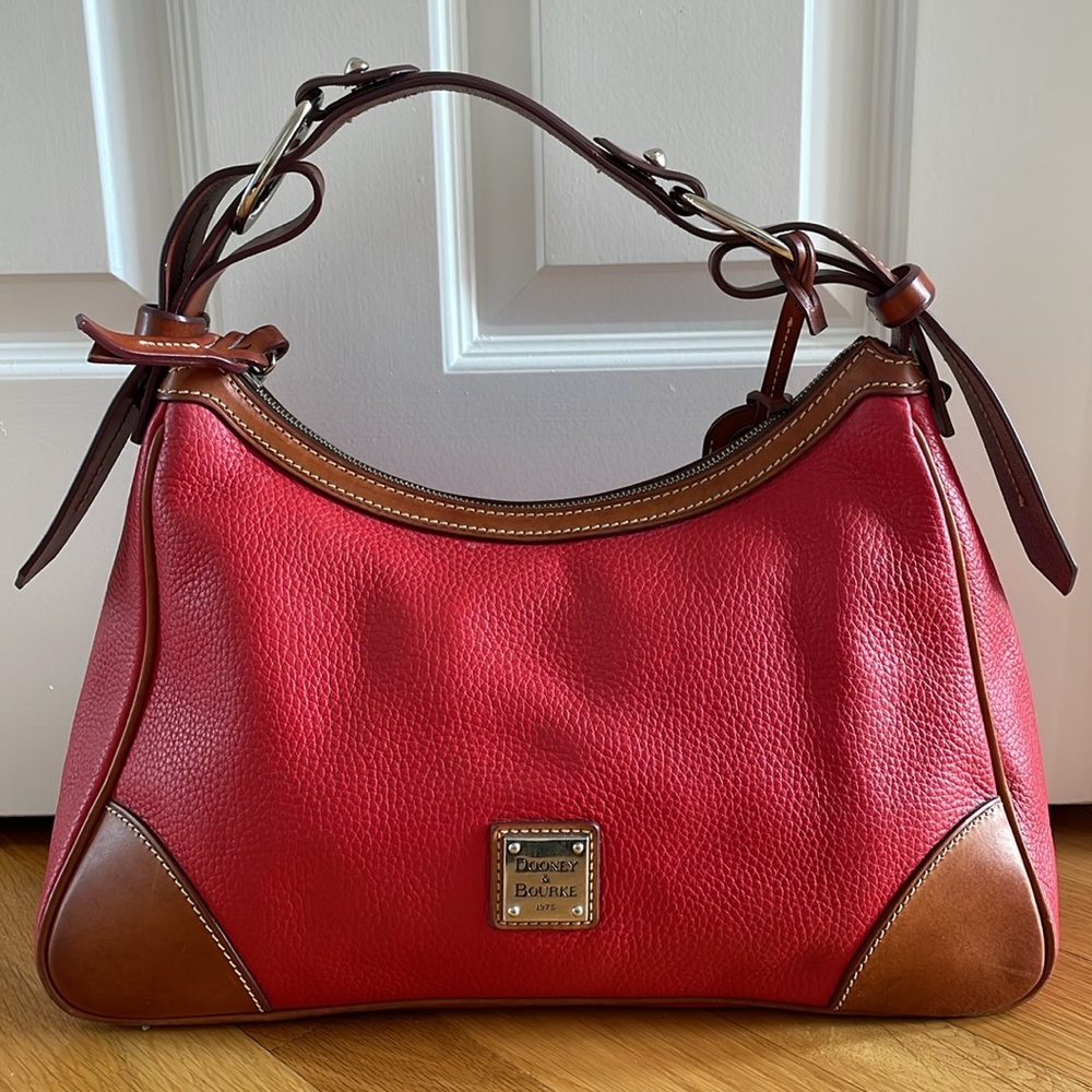 Dooney And Bourke Red Pebble Leather Harrison Shoulder Bag. Excellent condition!